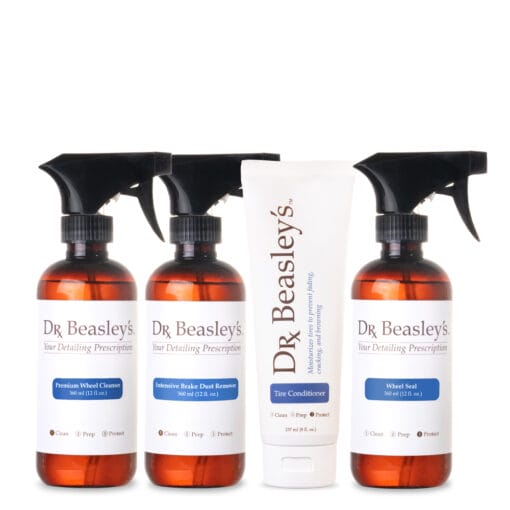 Image of Dr. Beasley.s Complete Wheel & Tire Detailing Prescription including Premium Wheel Cleaner, Intensive Brake Dust Remover, Tire Conditioner, and Wheel Seal.