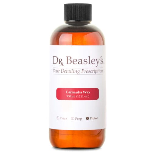 12. oz glass bottle of Dr. Beasley's Carnauba Wax against a white background.