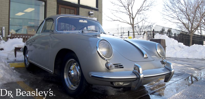 Silver Porsche in Snow