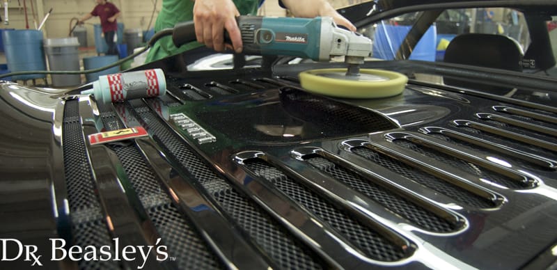 Black Ferrari Being Buffed