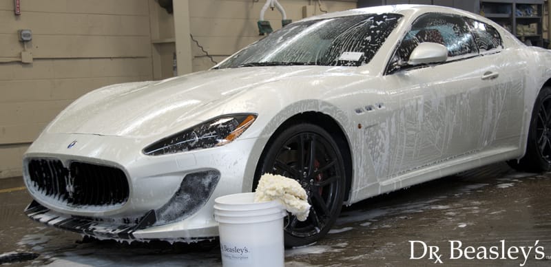 Matte White Maserati Car Wash