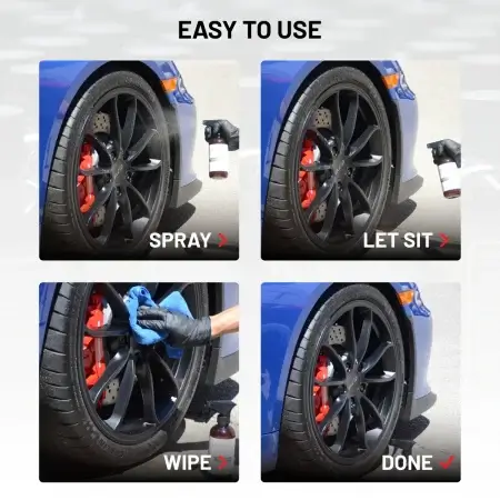 Easy To Use Process demonstrated on matte black Porsche GT4's wheel.