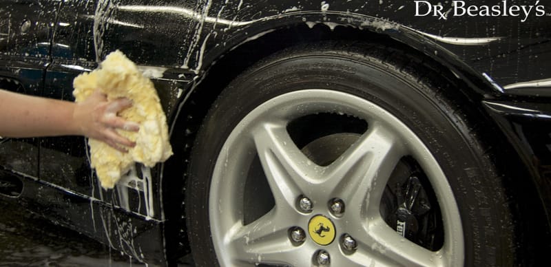 Black Ferrari Being Washed