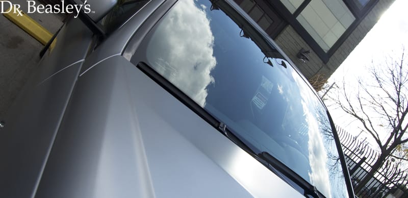 Windshield of Matte Mercedes C63 AMG