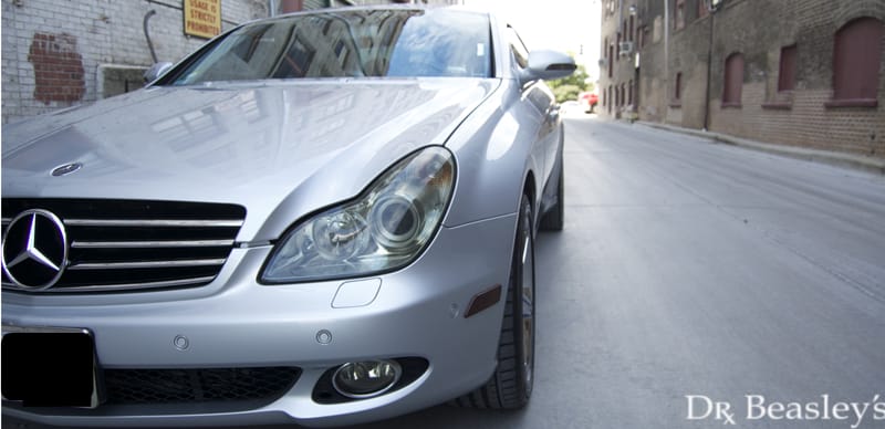 Silver Mercedes AMG in the City