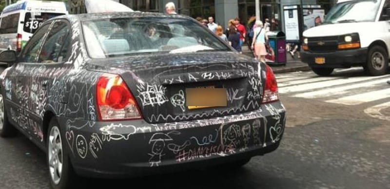 Chalkboard Car Driving