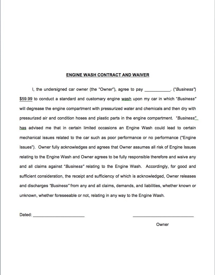 engine compartment cleaning service on Engine Cleaning Waiver For Service Industries