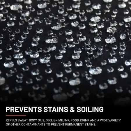 Water droplets beading up on a microsuede surface, demonstrating the water-repelling effect.