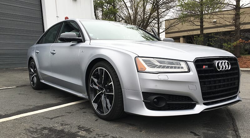 s8 plus outside Audi headquarters in parking lot