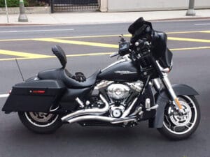 Matte black paint harley profile view