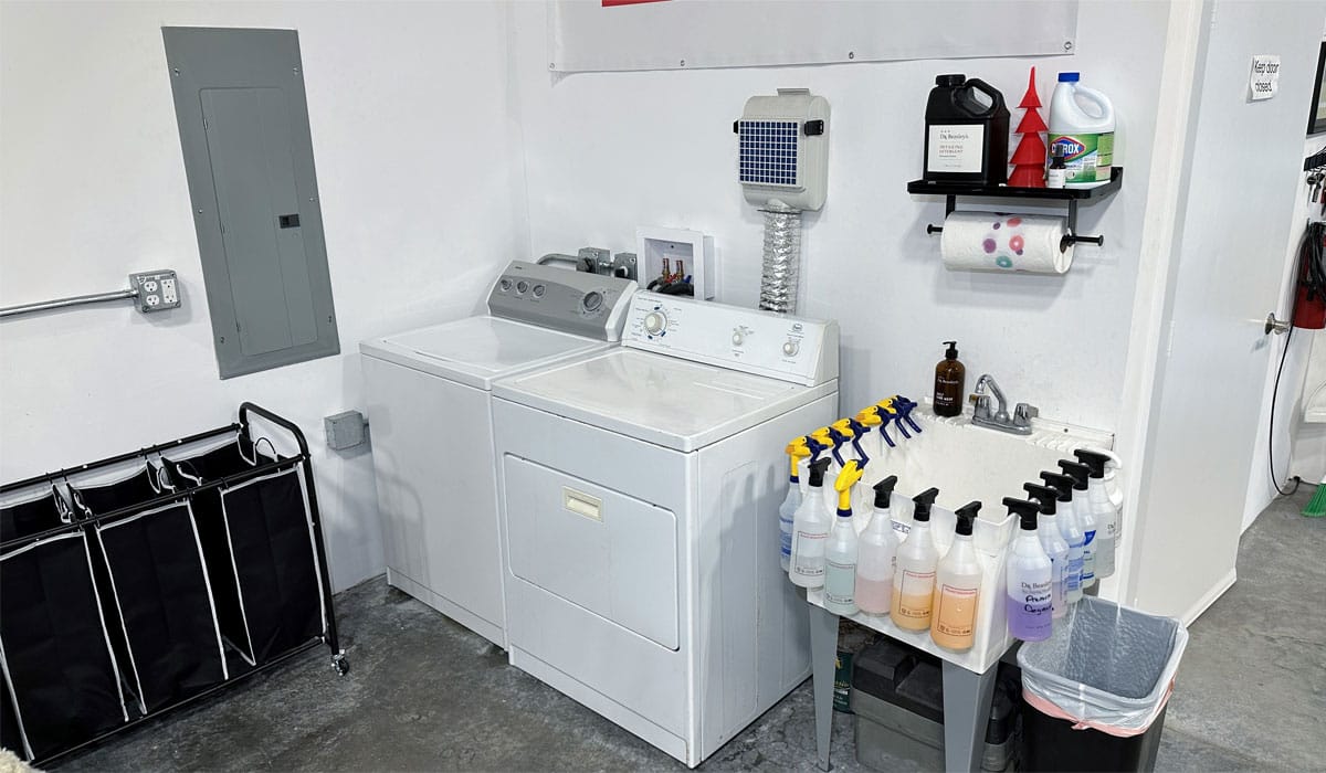 Washing machines for washing microfiber towels. 