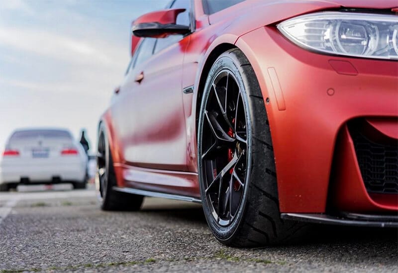 frozen red BMW