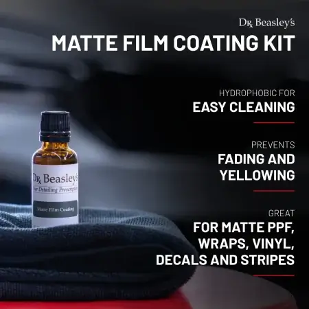 Matte Film Coating is displayed on a grey towell.