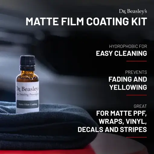 Matte Film Coating is displayed on a grey towell.