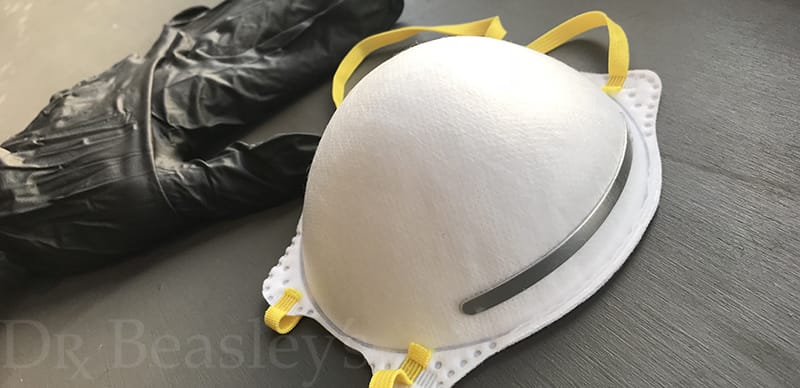 Nitrile glove and respirator mask