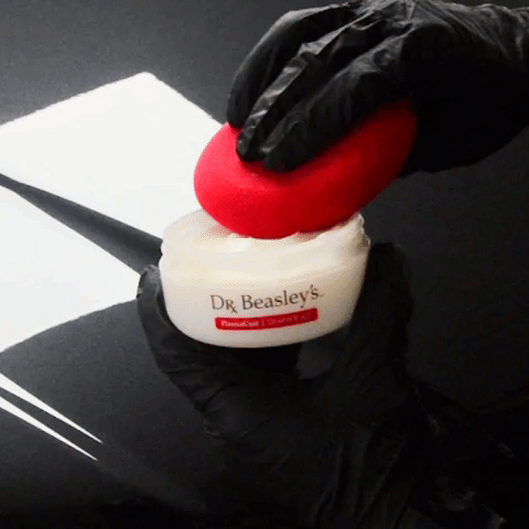 Foam wax applicator dabbed with PlasmaCoat