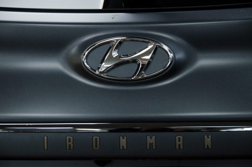Hyundai Kona Iron Man Special Edition badging after washing with Dr. Beasley's Matte Body Wash