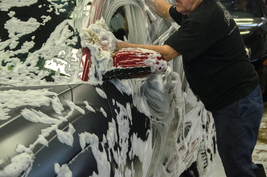 Hyundai Kona Iron Man Special Edition being washed with Dr. Beasley's Matte Body Wash