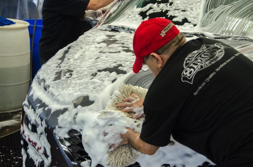 Hyundai Kona Iron Man Special Edition being washed with Dr. Beasley's Matte Body Wash