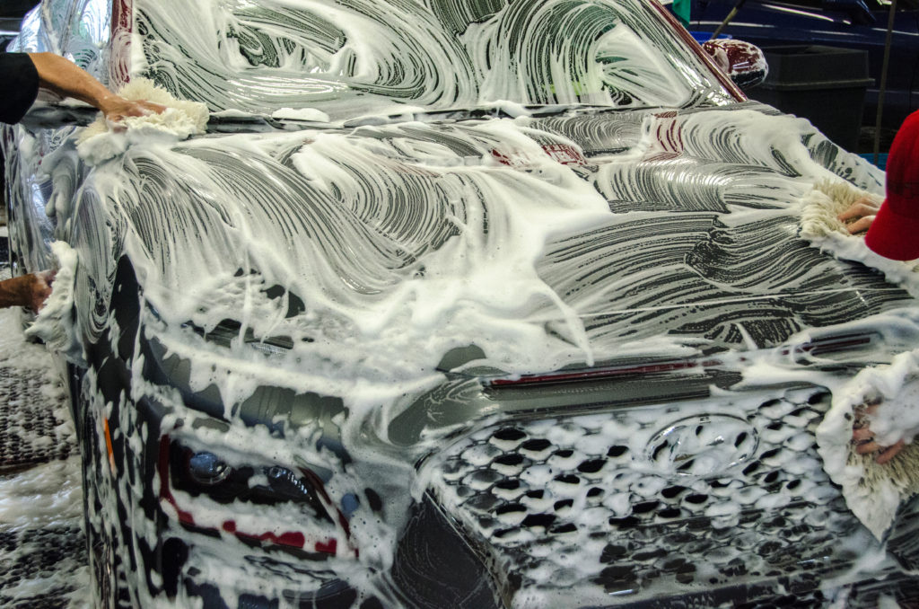 Hyundai Kona Iron Man Special Edition being washed with Dr. Beasley's Matte Body Wash