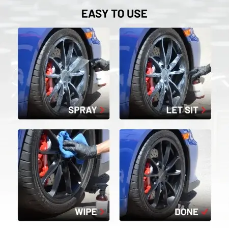 Easy To Use Process demonstrated on matte black Porsche GT4's wheel.