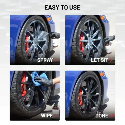 Easy To Use Process demonstrated on matte black Porsche GT4's wheel.