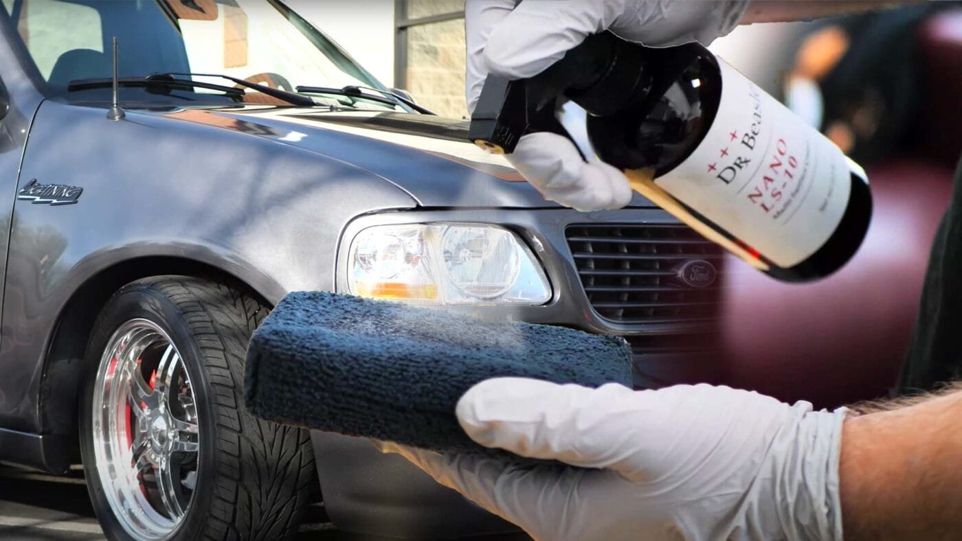 Nano LS-10 spray ceramic coating applied to microfiber applicator