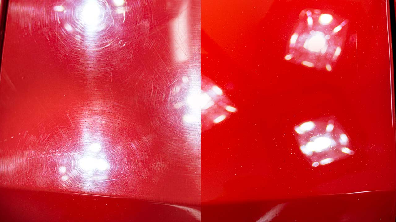 Ferrari paintwork correction before and after