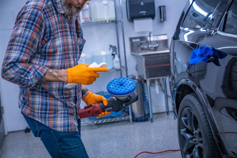 Dr. Beasley's product being out on Blue applicator, in preparation for a paint correction.