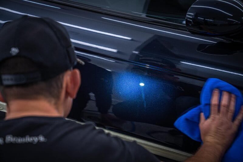 Final inspections on an E39 M5 after being paint corrected.