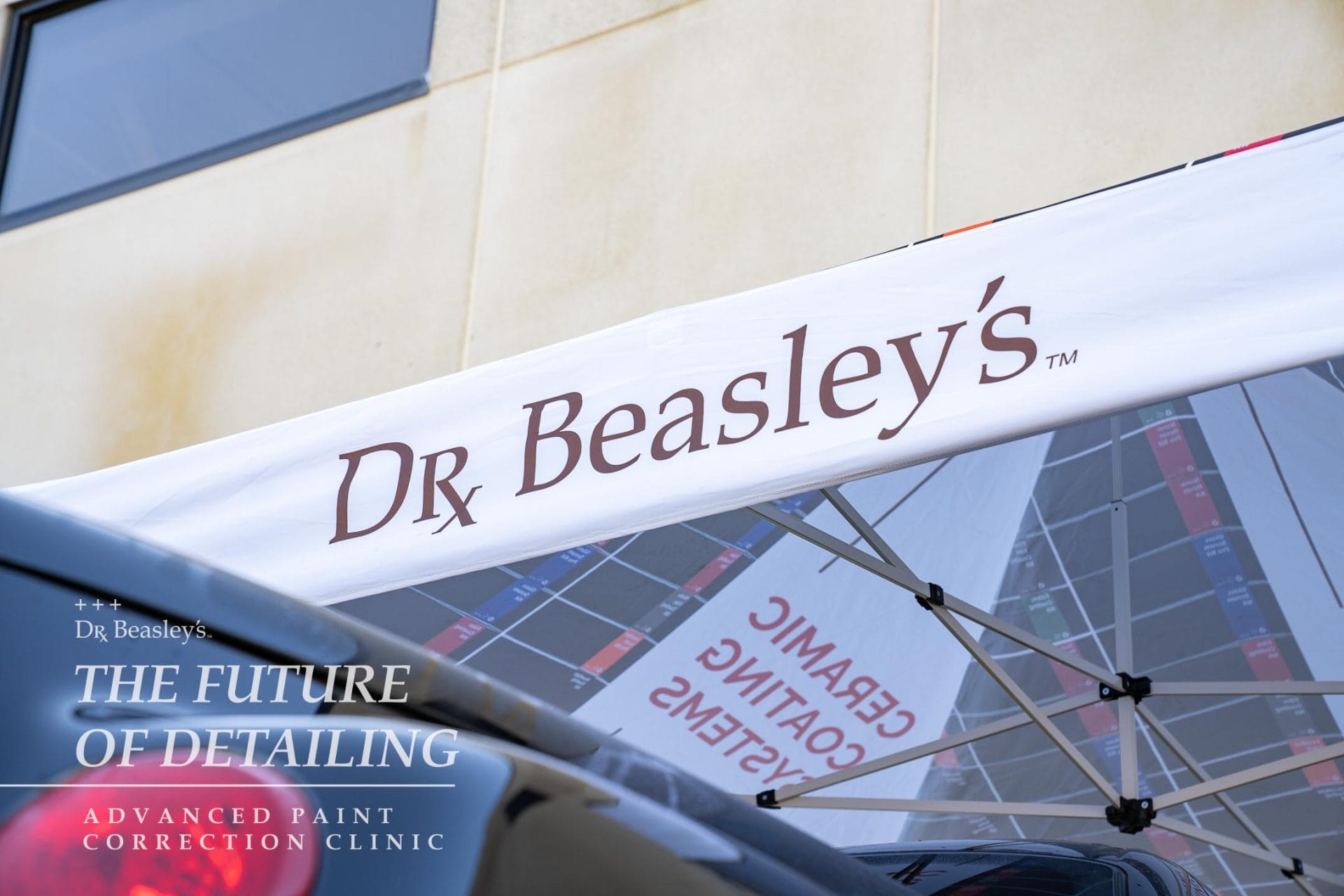 The Dr. Beasley's logo on a tent.