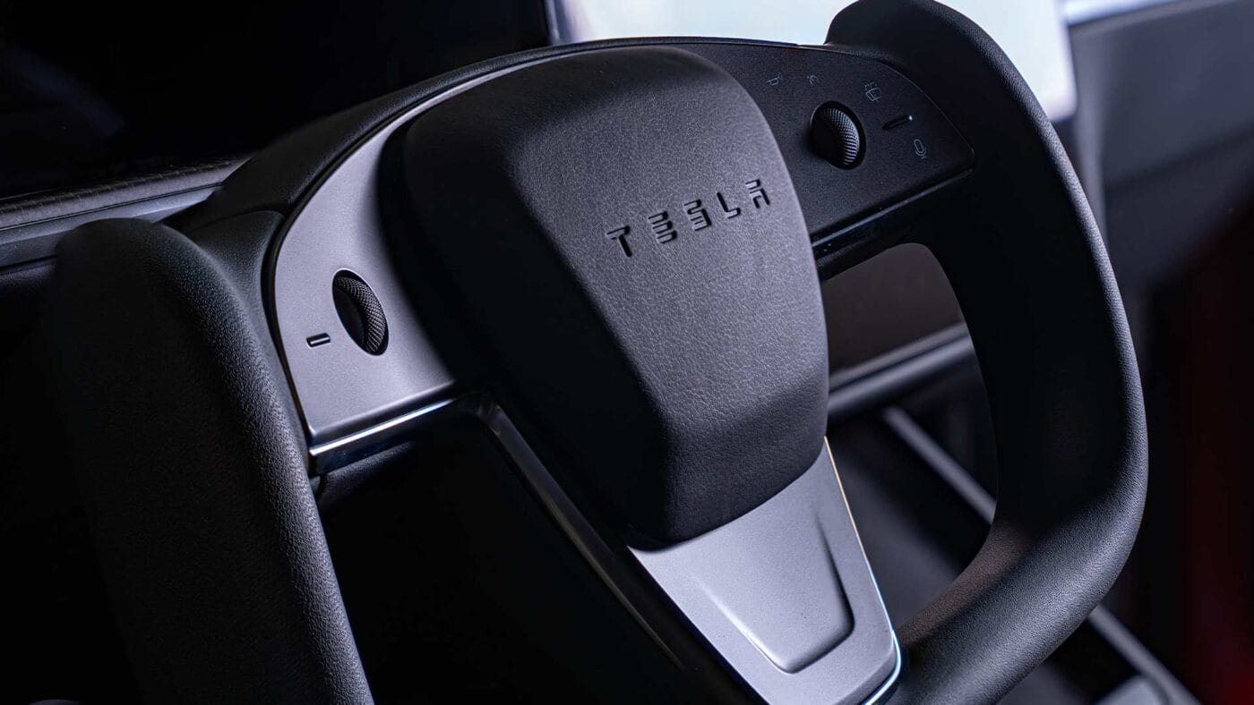 Interior of Tesla with vegan leather