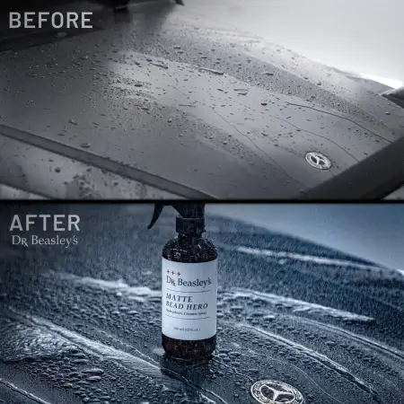 Matte Bead Hero Before and After results on matte black G-Wagen