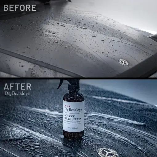 Matte Bead Hero Before and After results on matte black G-Wagen