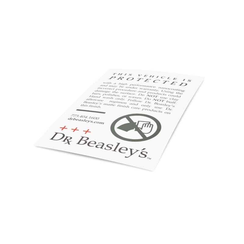 Ceramic Coating Door Jamb Sticker — Matte Dr. Beasley's