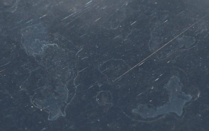 Alkaline water spot from wildfire ash