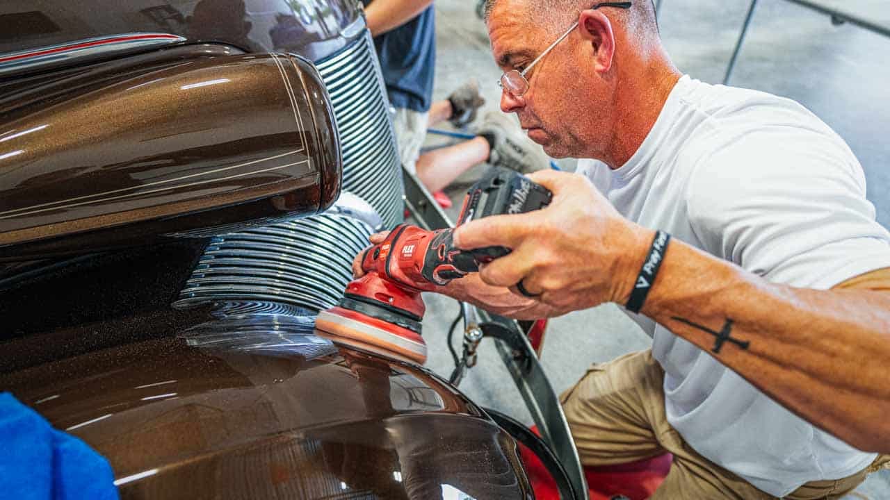 Learning to polish cars at Mike Phillips' auto detailing classes.