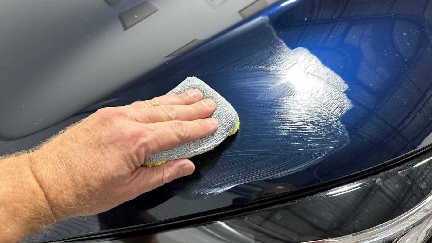 Hand polishing with microfiber pad