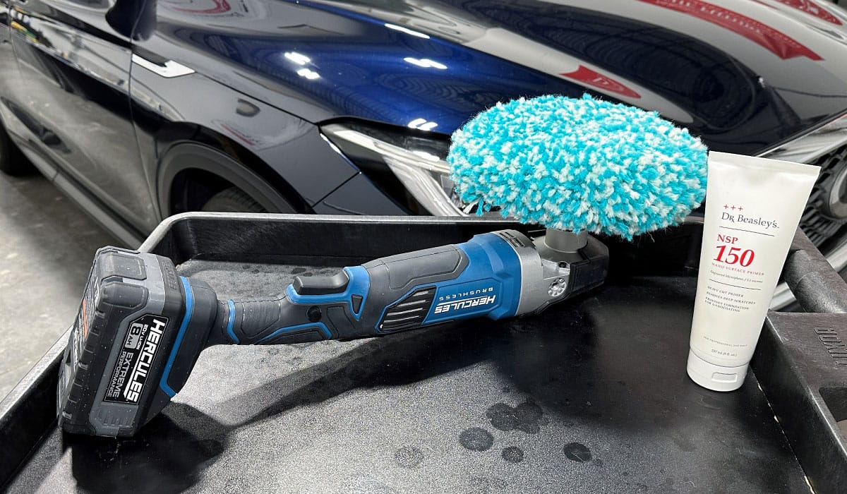 Rotary polisher with cutting compound