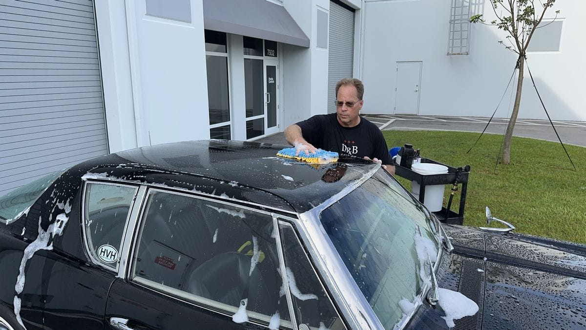 Washing black car