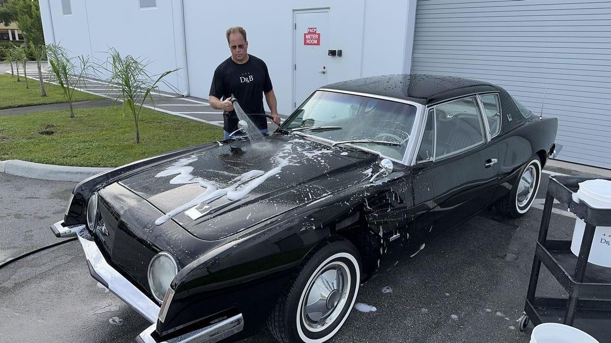 Washing black car