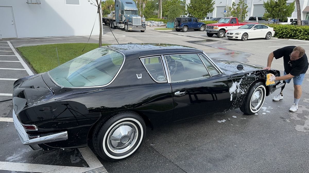 Washing black car
