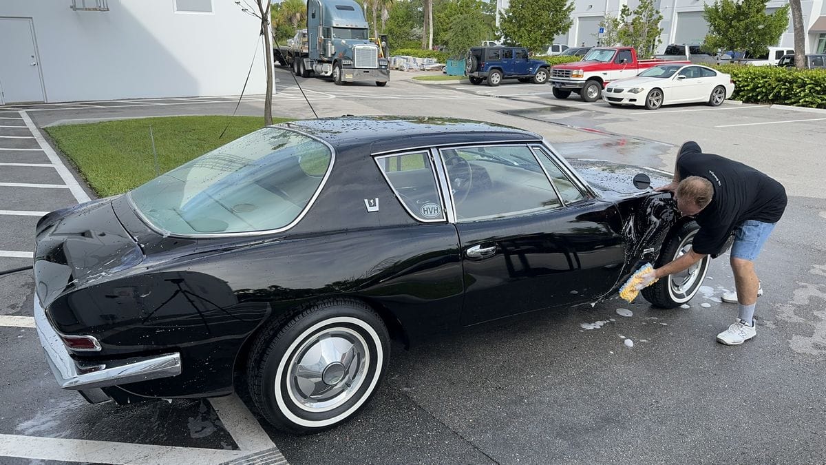 Washing black car