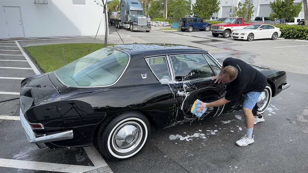 Washing black car