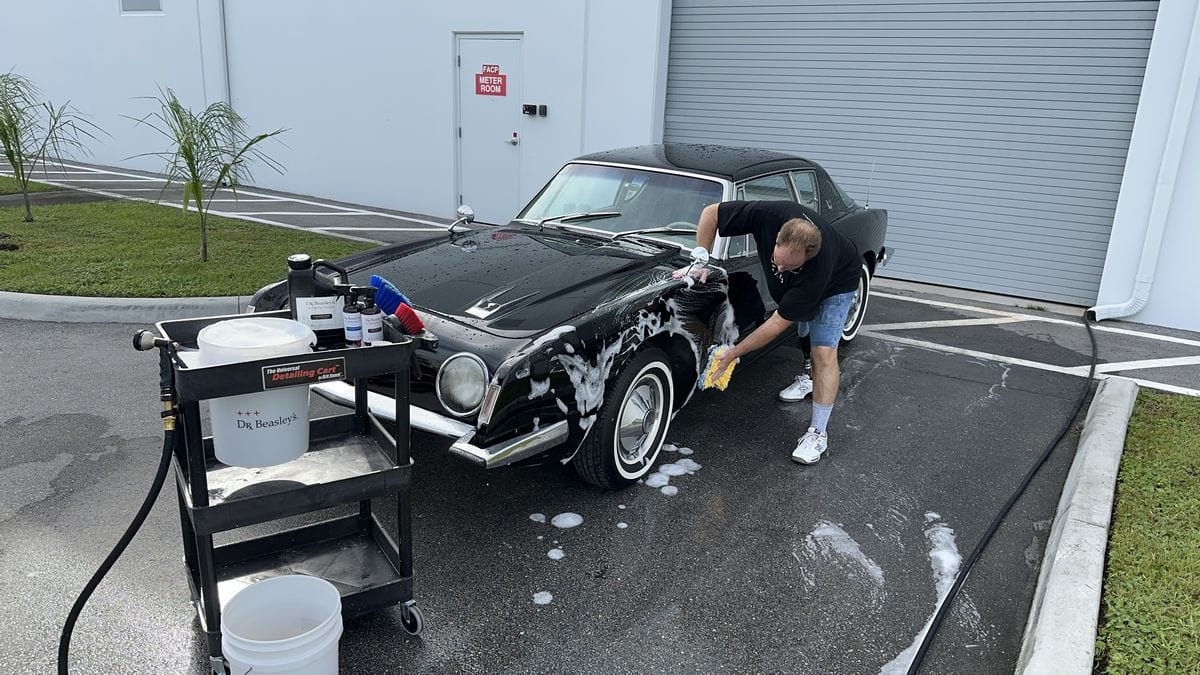 Washing black car