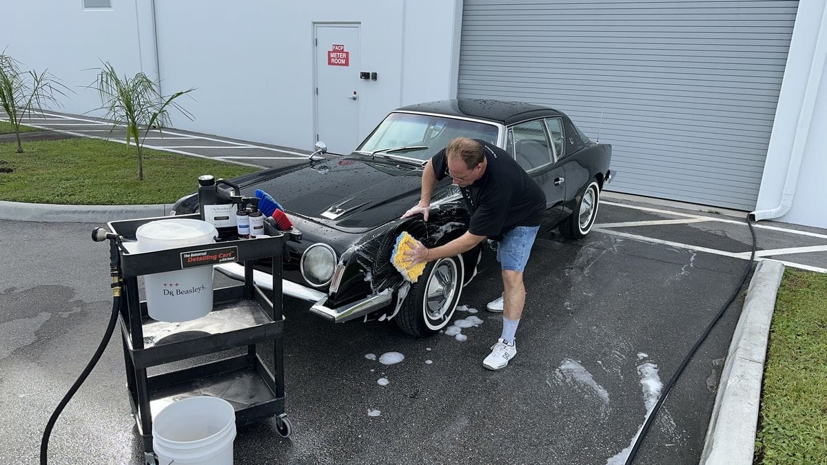 Washing black car