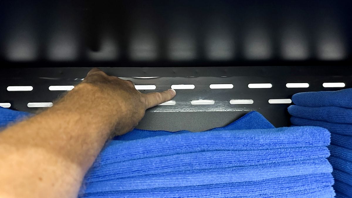 Microfiber towel cabinet