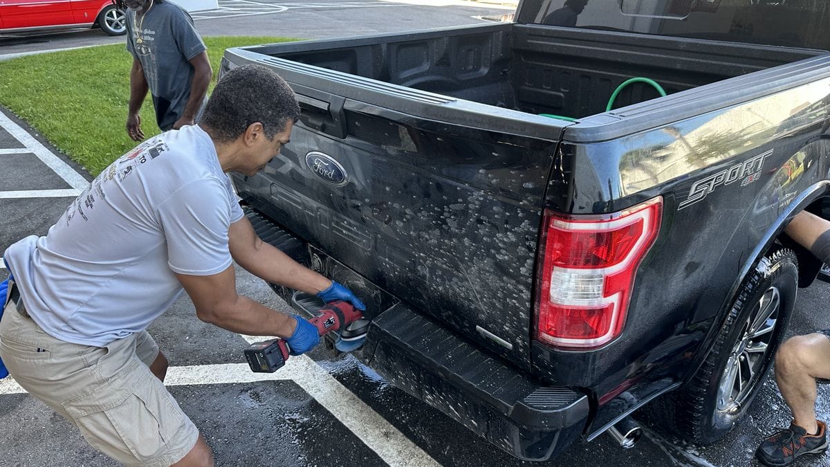 Scrubbing plastic trim