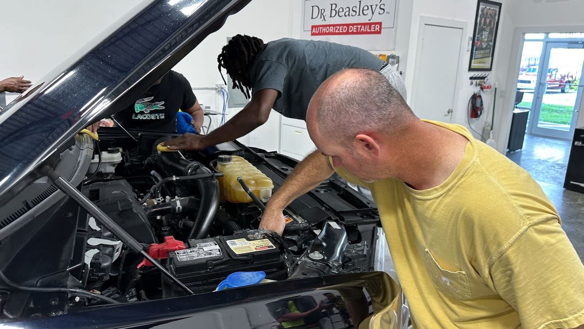 Protecting engine bay for detailing class