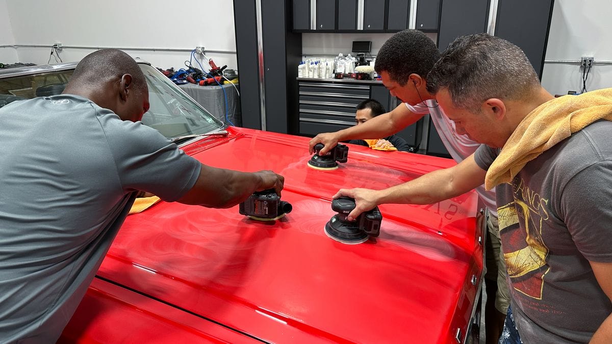 Sanding paint in detailing class